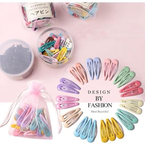 Ruoshui 10/20/30/40pcs Woman Girls Candy Color Hairpins Waterdrop Hair Clips Barrettes Solid Clips Hair Accessories Hairgrip