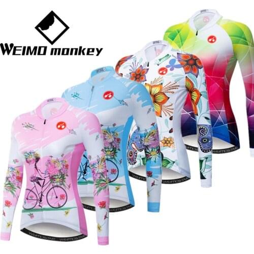 Cycling Jersey Womens Bike Shirt Long Sleeve MTB Top Maillot Bicycle Road Mountain Jackets Famale Racing Clothing Pink Blue Red