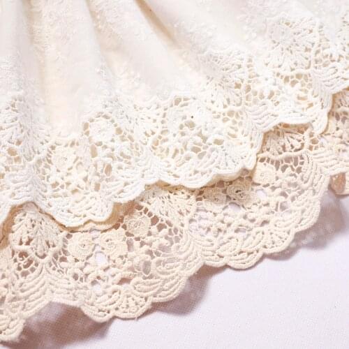 1Yard 36cm width Beige White 100% Cotton Embroidered Lace Fabrics Womens Clothing DIY Lace Trim for Home Textile Dress Sewing