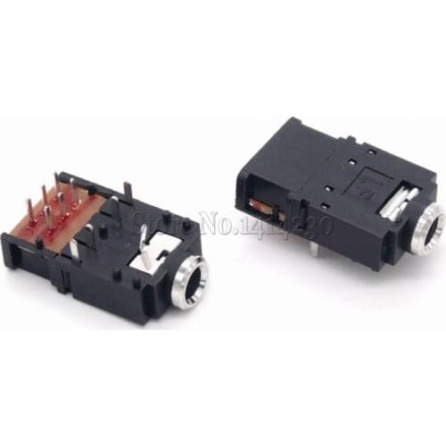 10Pcs PJ-307 3.5mm Stereo Audio Jack Socket 3.5 Dual Track Headphone Connector 11Pins with switch PJ307