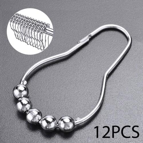12Pcs Stainless Steel Shower Curtain Hooks Rings Metal Shower Curtain Hooks Rings For Bathroom Shower Rods Curtains