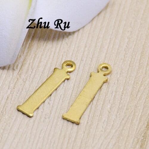 20pcs/lot zhu ru copper 15*3.5mm Letter I Charms for Necklace Bracelet Long stick Jewelry Making Handcraft Charm Diy Accessories