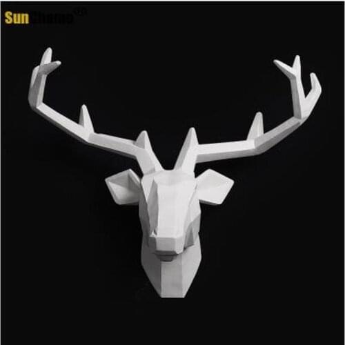 2021 Time-limited Home Decoration Accessories Furnishing Wood Resin Animal Head Hanging Pendant Bar Mural Deer Living Room Wall