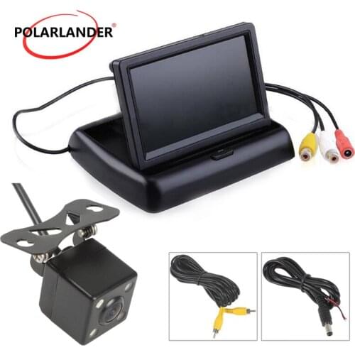 4.3 inch 480x234 Foldable TFT LCD Car Reverse monitor with 170 Degrees 4 LED rear camera and transmiter receiver