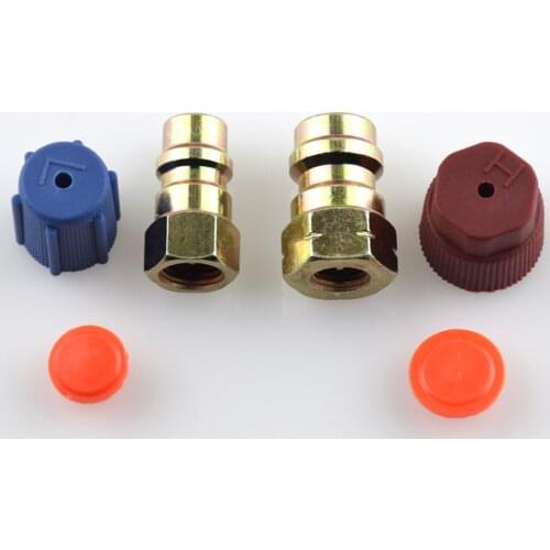 4 Pcs R134A H/L Auto Car Quick Coupler Connector Brass Adapters for Car Air Conditioning Refrigerant AC Manifold Gauge