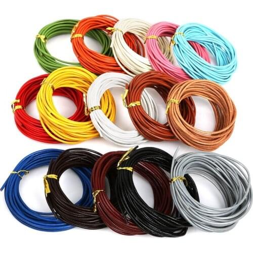 5meter/lot 2mm Genuine Leather Cord Round Thread String Necklace Rope for Jewelry Making DIY Bracelet