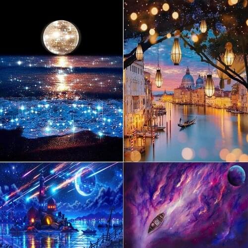 5D DIY Landscape Diamond Painting Fantasy Starry Sky Square/Round Rhinestone Cross Stitch Mosaic Home Decoration