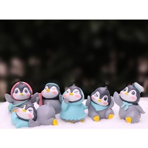 7pcs/set DIY Crafts Mini Winter Penguin Miniature Figurine Christmas Figures For Fairy Garden Gnomes Moss Terrariums Decoration