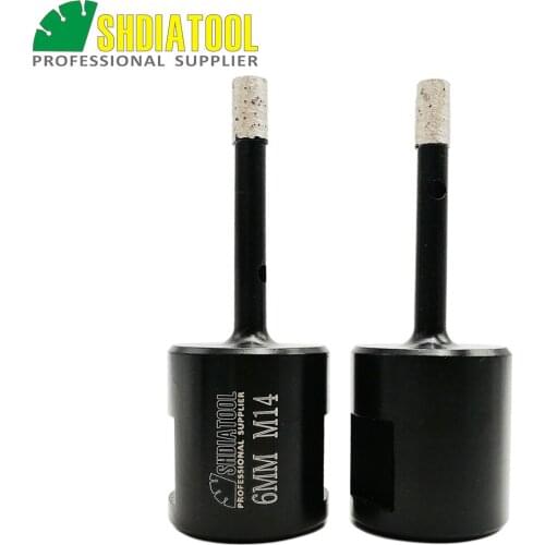 SHDIATOOL 2pcs Diameter 6mm Diamond Welded Drilling Core Bits (Wet) M14 thread for drilling granite and marbel hole saw