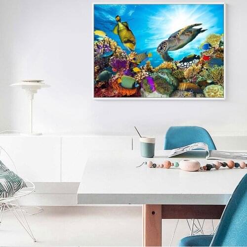 Diamond Painting Coral Sea Turtle Animal Square Diamond Round Diamond Decoration Customizable Wall Art Decoration for Bedroom
