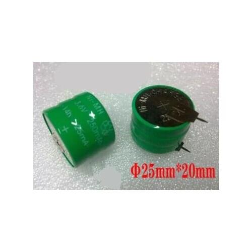 Free ship 2pcs/lot 3.6V NI-mh 250mAh button battery rechargeable batteries