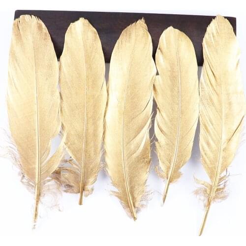 10PCS Spray Gold Silver Big Goose Feathers Wedding Dress Decoration Headdress Accessory High Quality Plumes For Crafts Wholesale
