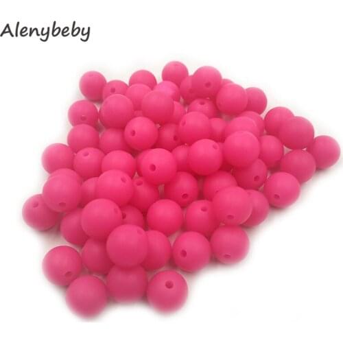 Fuchsia Color Food Grade Silicone Round Beads 12/15mm Baby Teething Necklace DIY Pacifier Chain Care Infan Teether Product
