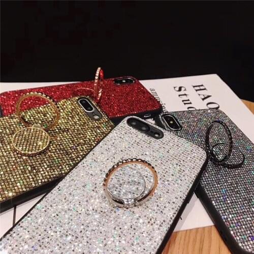 Tpu Soft Rhinestone Diamond Ring Holder Glitter Case For Huawei Honor Mate 40 V30 30 Pro 10S Play 3 30S X10 NOVA 7SE 7 PRO Case