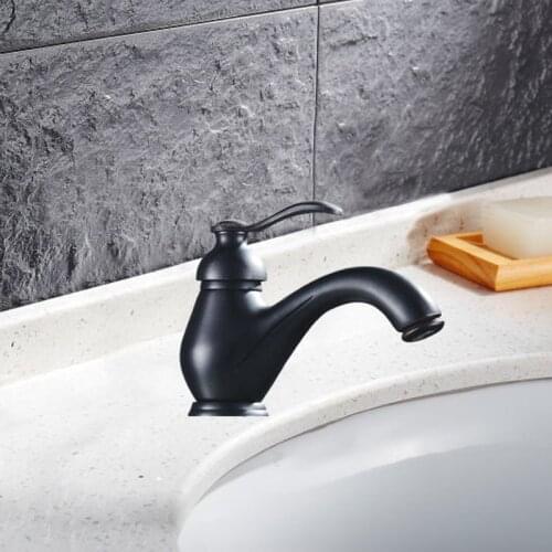 Antique ORB wash basin faucet black, Oil rubbed bronze basin faucet mixer hot and cold, Copper bathroom sink basin faucet black
