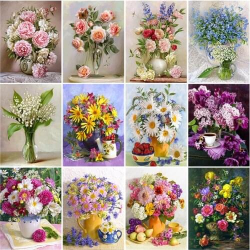 DIY 5D Diamond Painting Peony Rose Flower Modern Home Decor Full Round Drill Diamond Embroidery Mosaic Flowers Wedding Gifts