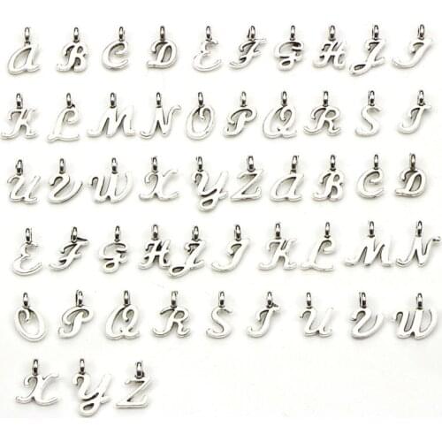 Julie Wang 52PCS A-Z Zinc Alloy Letters Charms Antique Silver Color English Alphabets Pendant Bracelet Jewelry Making Accessory