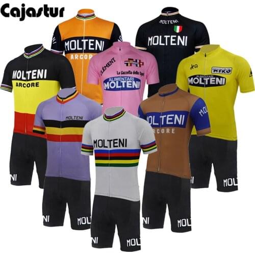 Molteni retro cycling jersey set men bib shorts 9D gel Pad cycling tops mtb ropa ciclismo bike wear clothing short sleeve