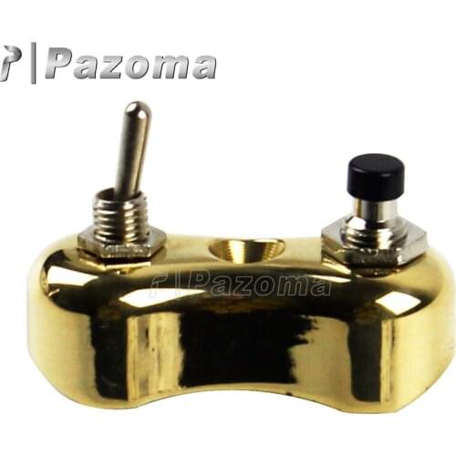 Brass Motorbike 7/8" or 1" Handlebar Switch-Block Push Button Toggle Switches for Harley Sportster XL Cafe Racer Bobber Chopper