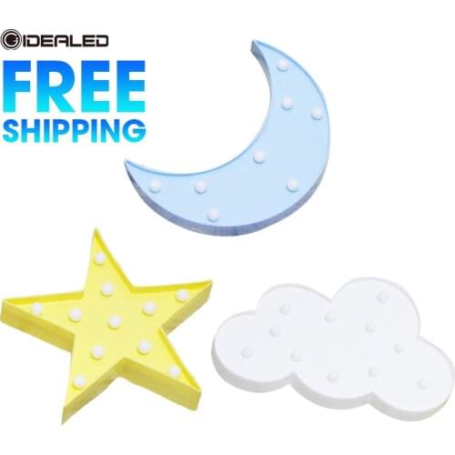 Cute LED Night Lights 3D Warm White Moon Star Cloud Shape Atmosphere lamp Bedside Table Lamp For Kids Toy Childrens Day Gift