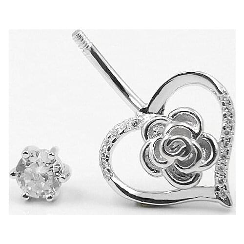 MIQIAO Heart Rose Navel Piercing Belly Button Body Rings 925 Sterling Silver Woman Sunlight Fashion Jewelry Pin Length 6 8 10 MM