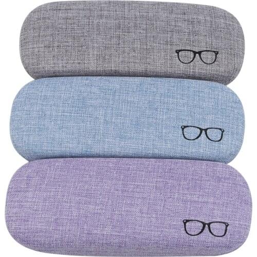Fashion Glasses Box Portable Glasses Eyewear Case Bags Protective Organizer Metal Linen Display Solid Color