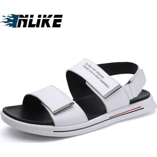Mens Sandals Genuine Leather Men Summer Shoes 2019 Flat Beach Sandals