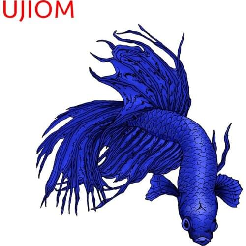 UJIOM Personalise Blue Betta Home Decoration Living Room Decor Wall Stickers Bathroom Toilet Waterproof Decor Poster Decals
