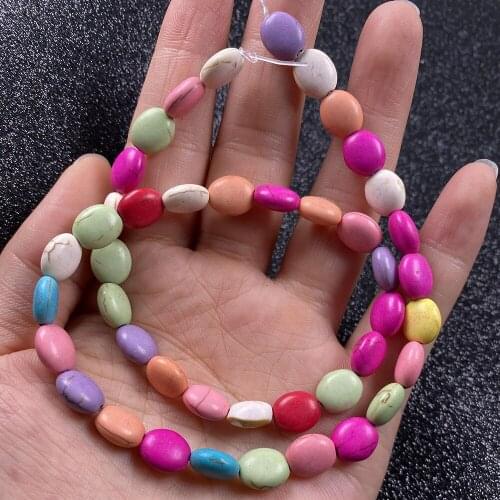 Natural Semi-precious Stones Blue Turquoise Egg-shaped Mix-color DIY for Jewelry Making Necklace Earrings Bracelet Gift