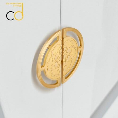 Nordic door handle pure copper gold solid cabinet wardrobe modern minimalist new Chinese light luxury drawer handle