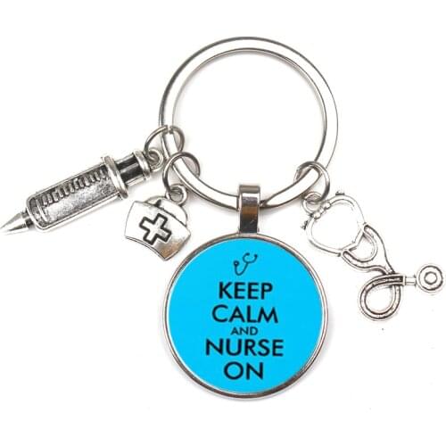 New Fashion Doctor Nurse Glass Stethoscope Alloy Key Ring Medical Bag Men Women Key Chain Bag Charm Love Souvenir Gifts