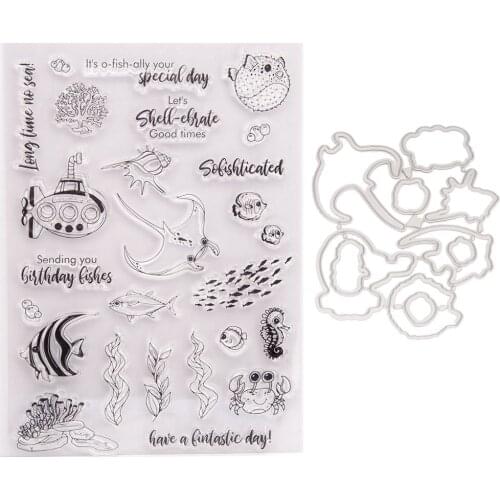 Ocean Underwater World 2021 New Seal Stamp with Cutting Dies Stencil DIY Scrapbooking Embossing Photo