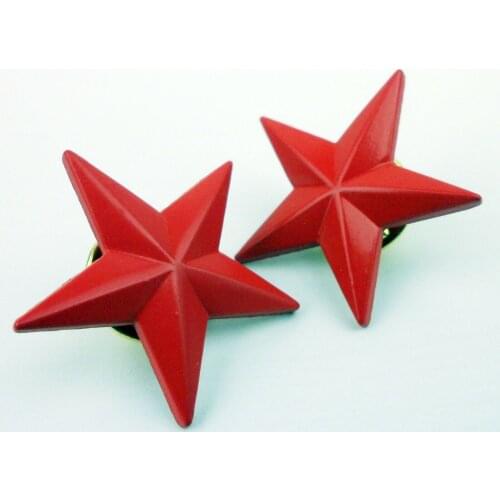 Pair Unknown Military Red Star Badge Red Star Hat Lapel Pins-1293 Military Store 5605101