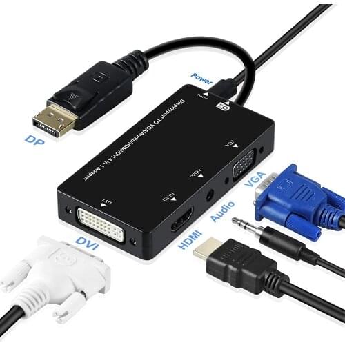 Displayport DP to DVI HDMI-compatibale VGA Audio Female Adapter Display Port Cable Converter For Computer Projector TV Monitor