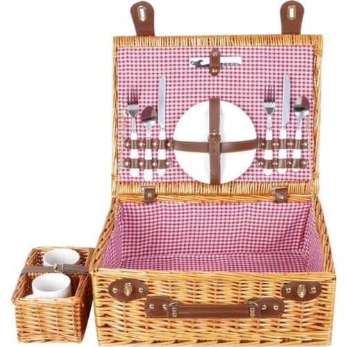 Wicker picnic basket rattan insulation basket picnic basket ins portable folding storage basket picnic storage bag camping