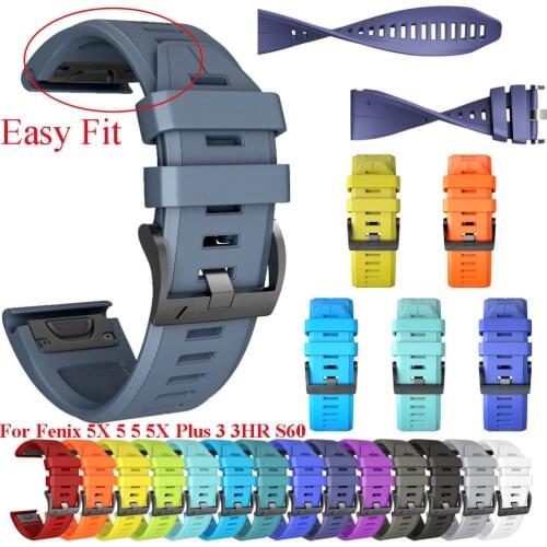 26MM 22MM Silicone Watch band Strap for Garmin Fenix 5X 5 Plus 3 3HR D2 S60 MK1 Smart Watch Quick Release Easyfit Wrist Strap