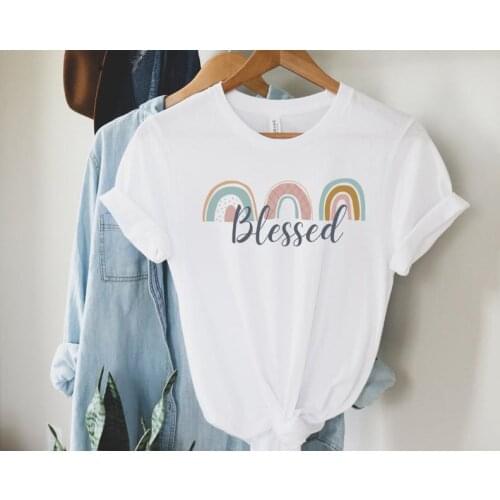 Blessed day Thanksgiving mom Top gift for grandma faith Christian Shirt Fashsion Letter Cotton Clothing O Neck Short Sleeve y2k