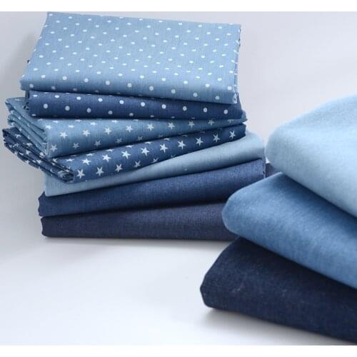 145X50cm Thickness Sand Wash Blue Washed Denim Fabric Cotton Pants Clothes Fabric Eco-Bag cloth