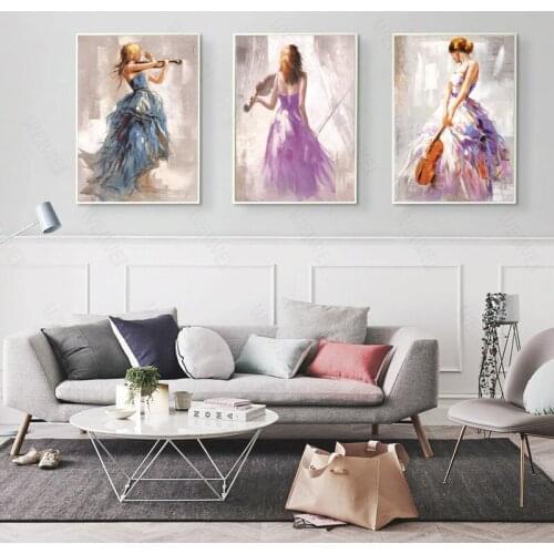 Modern Abstract Portrait Posters And Prints Wall Art Canvas Painting The Violin Player Decorative Pictures For Living Room Decor