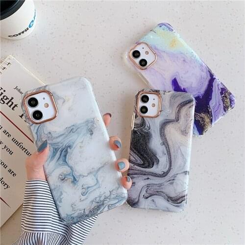 Luxurious Retro Gray Marble Phone Case For iPhone 11 12 Mini Pro XS MAX XR 7 8 Plus SE2020 Soft IMD Drop-Proof Back Cover Coque
