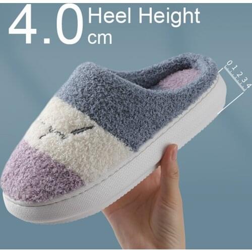 Women Winter Platform Slippers High Heels House Soft Slip On Fluffy Warm Casual Flats Lady Bedroom Fur Shoes Zapatillas Mujer