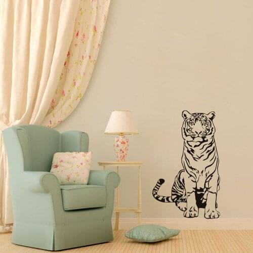 Tiger Sitting On Floor Wall Stickers Waterproof Design Removable Vinyl Wall Art Decals 3d Poster Vinilos Paredes Muraux SA136B
