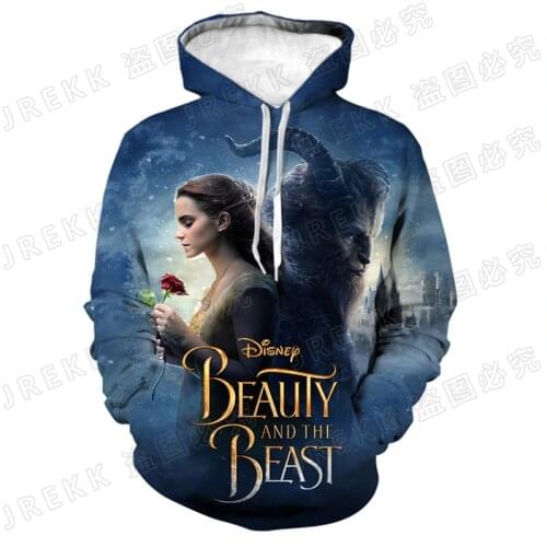Beauty And The Beast Female Sweatshirt Disney Movie 3D Printed Mens Hoodies Spring Streetwear Children Pullover Clothes