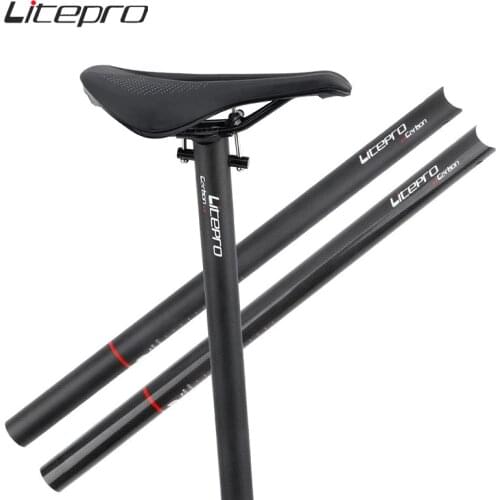 Litepro Carbon Fiber Folding Bike Seatpost 33.9x580mm Ultralight Bicycle Seat Post Road Bicyle Seat Tube Cycling Bike Parst