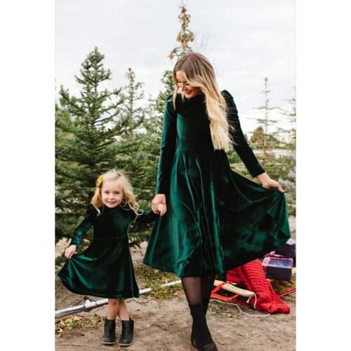 2020 Spring/Summer Europe and America new hot sale Korean velvet long-sleeved parent-child one-piece dress