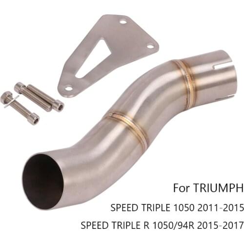 For TRIUMPH SPEED TRIPLE 1050/R 1050/94R Exhaust Pipe Motorcycle Mid Link Tube Slip On 51mm Muffler Escape Stainless Steel