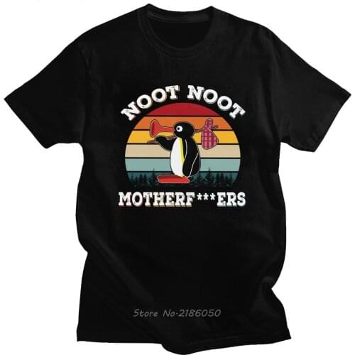 Funny Noot Noot Pingu Meme T Shirt Vintage Short Sleeves Cotton Graphic T-shirt O-Neck Casual Pinguin Lover Tee Gift Harajuku