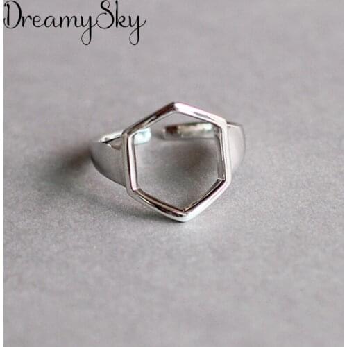 New Arrivals Silver Color Hexagon Rings For Women Personality Bohemian Ethnic Jewelry Ladies Engagement Finger Rings