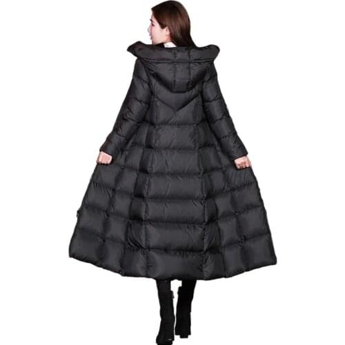 Winter Jackets Women Coat Female Slim Parka Over-Knee Cotton Padded Korea Hooded Warm Manteau Femme Hiver Black Solid Long Coat