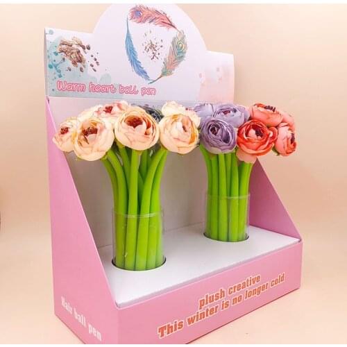 1pcs Kawaii Cloth Flower Silicone Gel Pen 0.5mm Black Ink Cute Pens Student Stationery School Office Supply